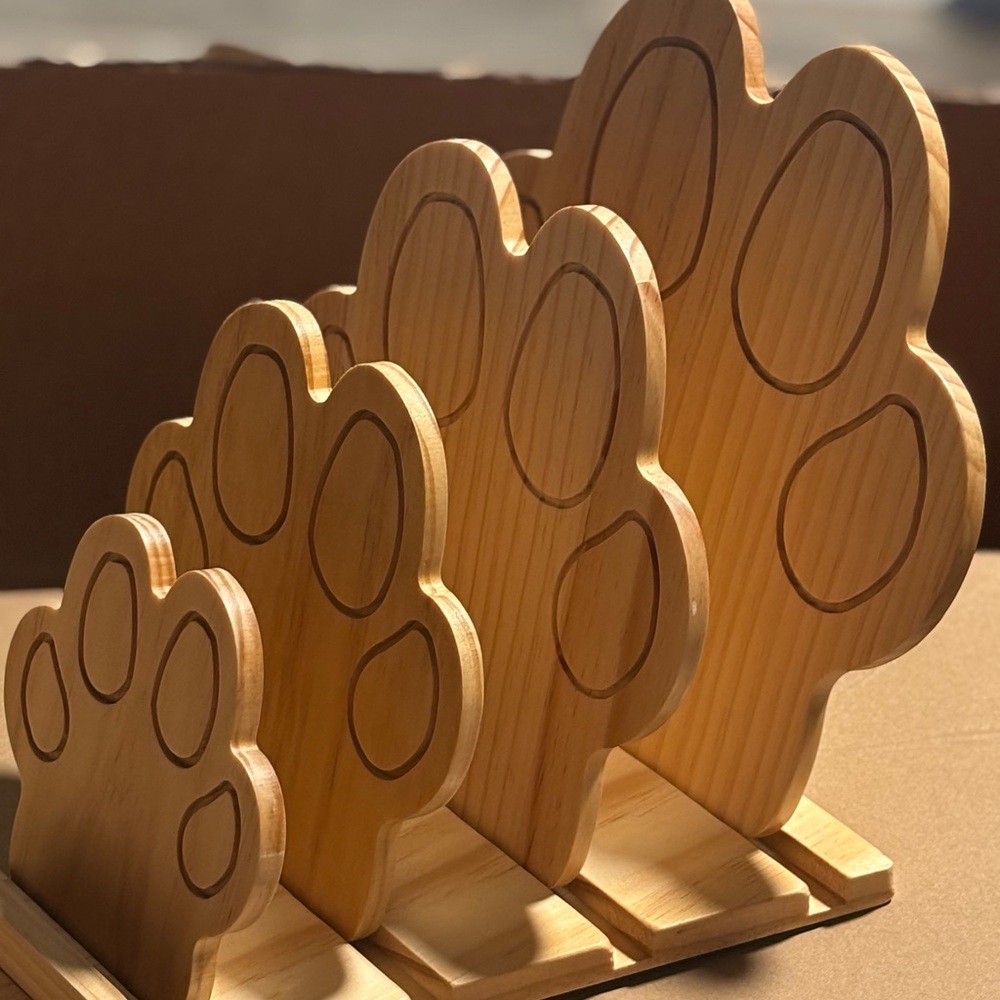Wooden Paw Print Book-holder or Magazine rack